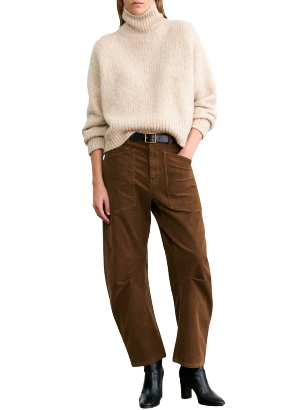 Nili Lotan Shon Pant  Corduroy Cropped brown Barrel NWT $450